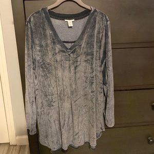 Westbound Woman Grey Velour Tunic 2X EUC